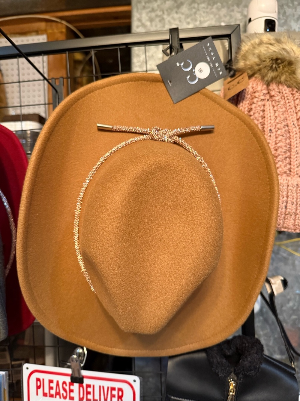 C.C Camel Felt Cowgirl Hat with Metallic Rope Band